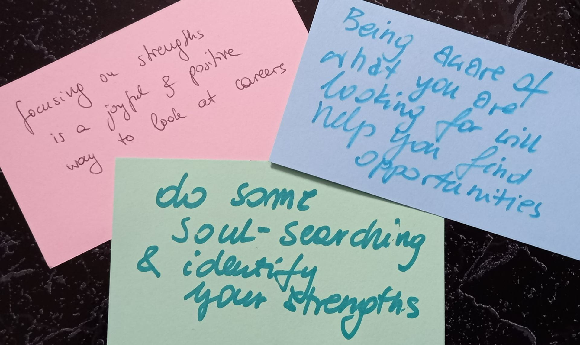 Take-home messages from the Careers Beyond Research event: focusing on strengths is a joyful and positive way to look at careers, do some soul-searching and identify your strengths, being aware of what you are looking for will help you find opportunities.